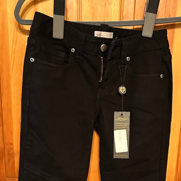 NWT Designer Ed Hardy Size 26 Bike Jeans Zip Ankles - Picture 1 of 2